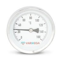 Термометр VARMEGA биметаллич. с погр. гильзой 63 мм, 160гр.С, штуц.50 мм, 1/2", VMMT02-635004