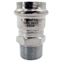Соединитель ViEiR прямой нерж. сталь с нар.р. 28×3/4" VER-PRO (50/5шт)