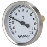 Термометр Gappo биметаллический с погружной гильзой 1/2" x 0-120 гр.