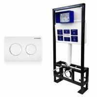 Инсталляция для унитаза BETTOSERB sava free standing, клавиша смыва cool белый глянец круг.