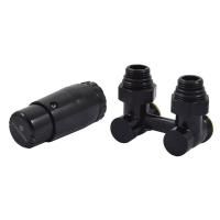 Комплект узла нижнего подкл SCHLOSSER угловой STANDARD 3/4" (Ral 9005) с термогол. М30х1,5, ниппеля 1/2"Х3/4"