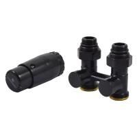 Комплект узла нижнего подкл SCHLOSSER прямой STANDARD 3/4" (Ral 9005) с термогол. М30х1,5, ниппеля 1/2"Х3/4"