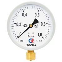 Манометр Росма ТМ-510Р.00 М2 (0-1,0 МПа) G1/2" 1.5 (снизу) корпус 100 мм 00000006819