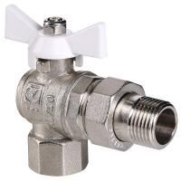 Кран шар. Valtec VT.228.NW.04 BASE ВН 1/2" с американкой бабочка белая угловой